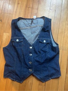 H&M Divided Blue Denim Vest with Contrast Stitching